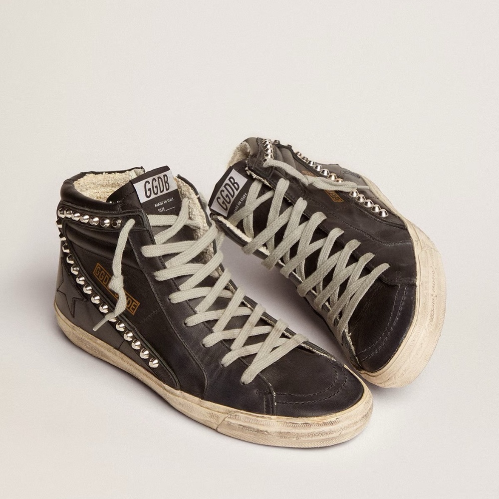 GOLDEN GOOSE Women's SLIDE Black with Studs - size 39